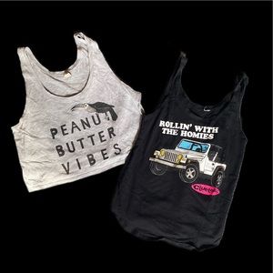 Cropped Tank top Set! Peanut Butter Vibes + Clueless throwback tank!